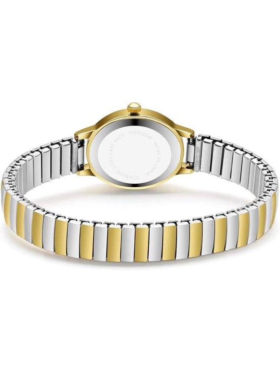 Women\'s Silver And Gold Analog Alloy Steel Expansion Band Waterproof Wrist Watch main image 5